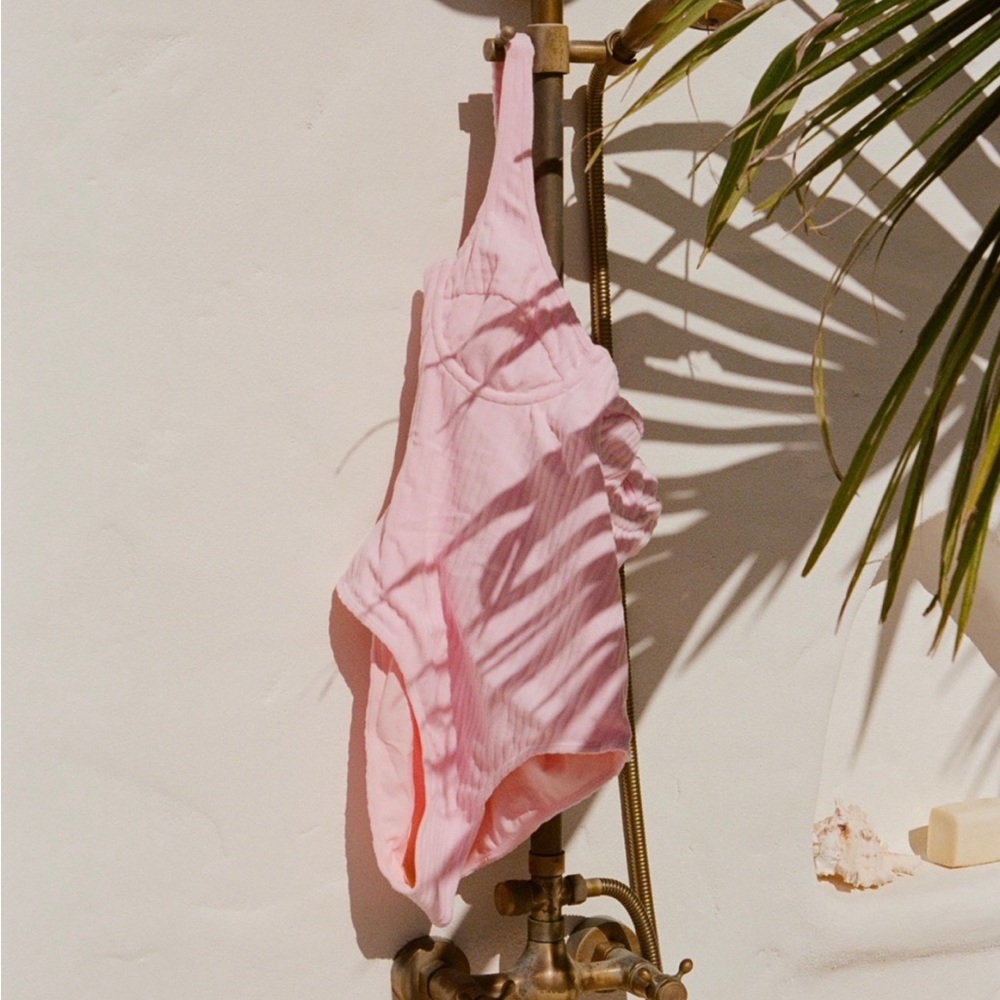 Ochre Lane Robbed Towel one piece in Peony